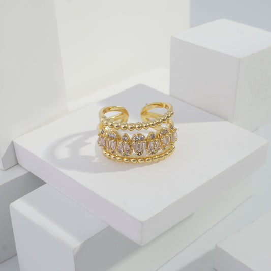jewelvyn Gold plated studded with cubic  zirconia diamond Gold Ring