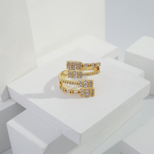 jewelvyn Gold plated studded with cubic  zirconia diamond Gold Ring