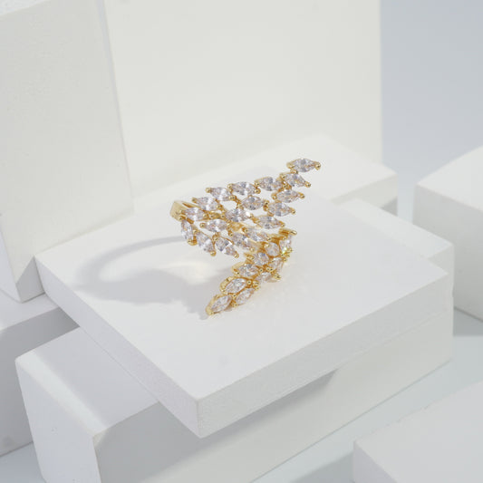 jewelvyn Gold plated studded with cubic  zirconia diamond Gold Ring