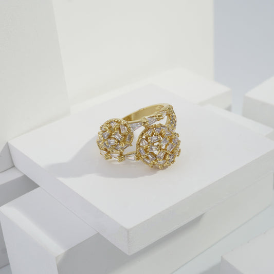 jewelvyn Gold plated studded with cubic  zirconia diamond Gold Ring