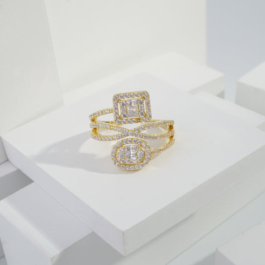 jewelvyn Gold plated studded with cubic  zirconia diamond Gold Ring