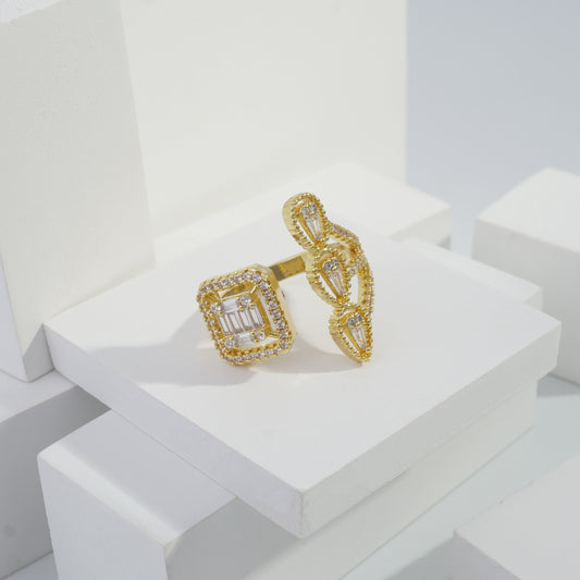 jewelvyn Gold plated studded with cubic  zirconia diamond Gold Ring