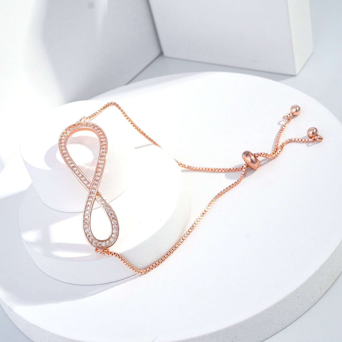 jewelvyn Rose Gold Plated Studded With Zircoina Diamond With Rose Gold Bracelate