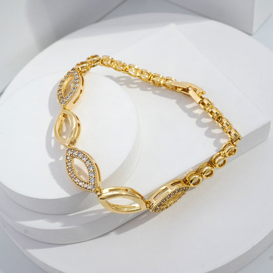 jewelvyn Gold Plated Studded With Zircoina Diamond With Gold Bracelate