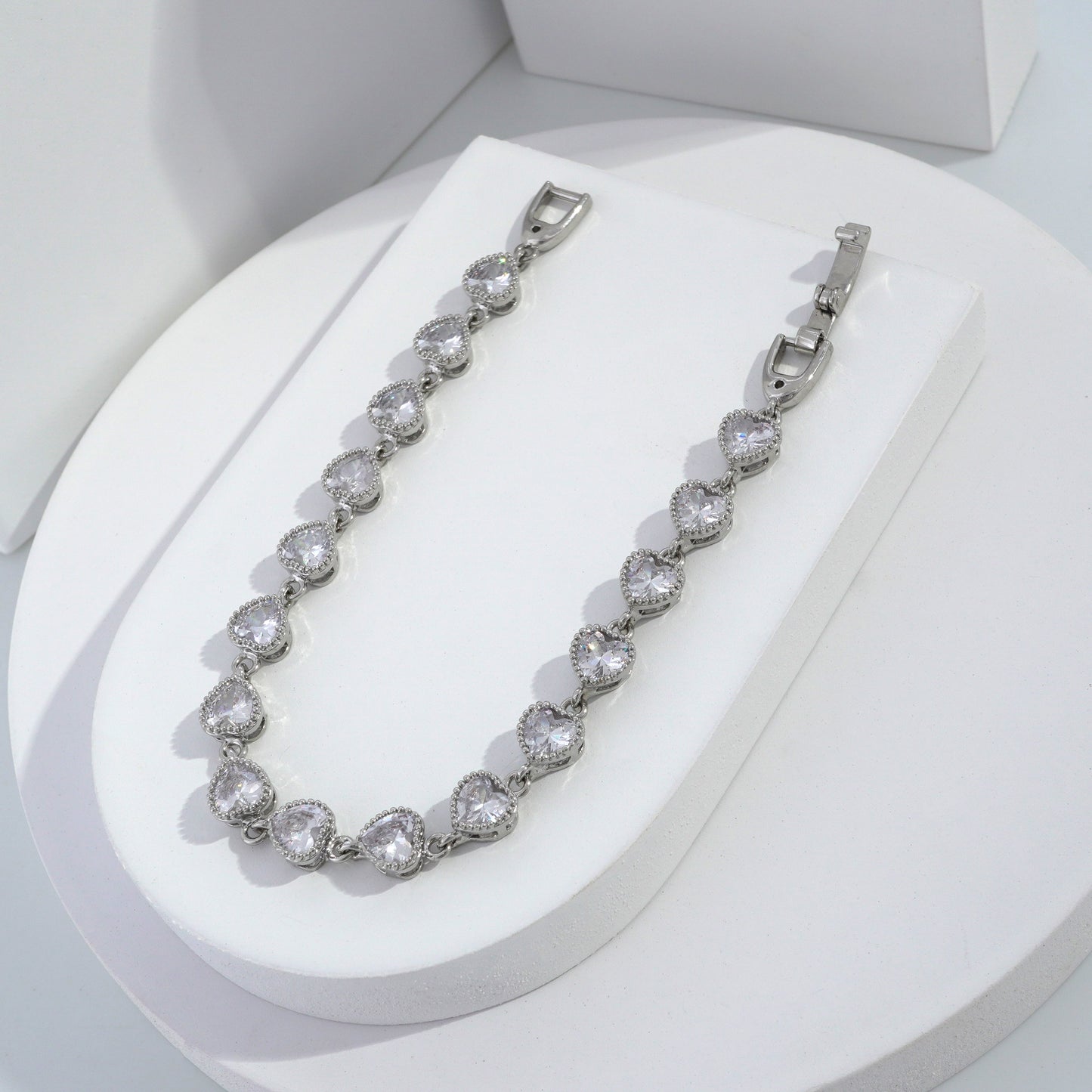 jewelvyn Silver Plated Studded With Zircoina Diamond With Silver Bracelate