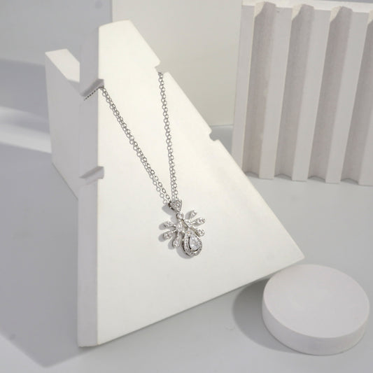 jewelvyn Silver Plated Studded With Zirconia Diamonds Silver Chain Pendant