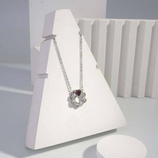 jewelvyn Silver Plated Studded With Zirconia Diamonds Silver Chain Pendant