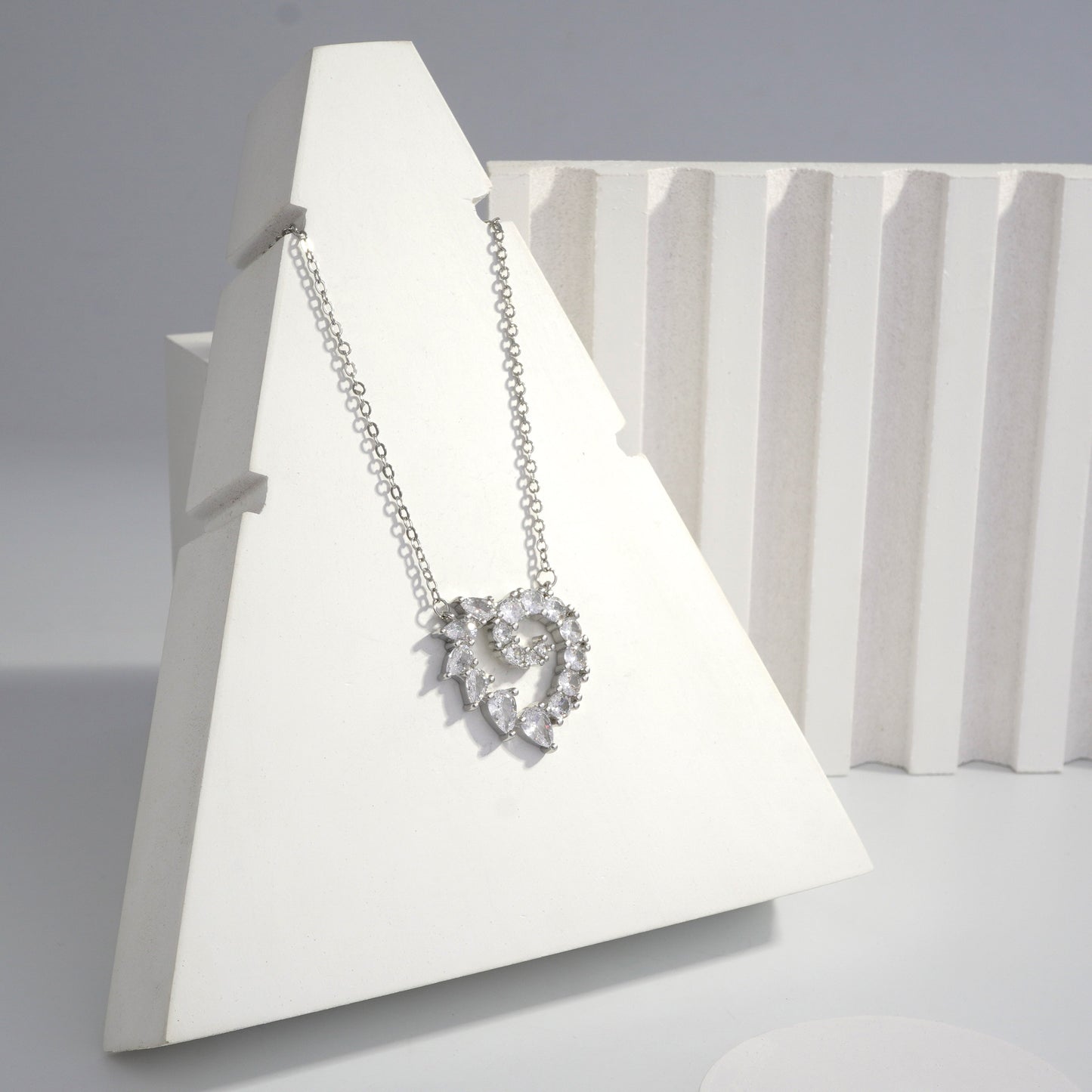 jewelvyn Silver Plated Studded With Zirconia Diamonds Silver Chain Pendant