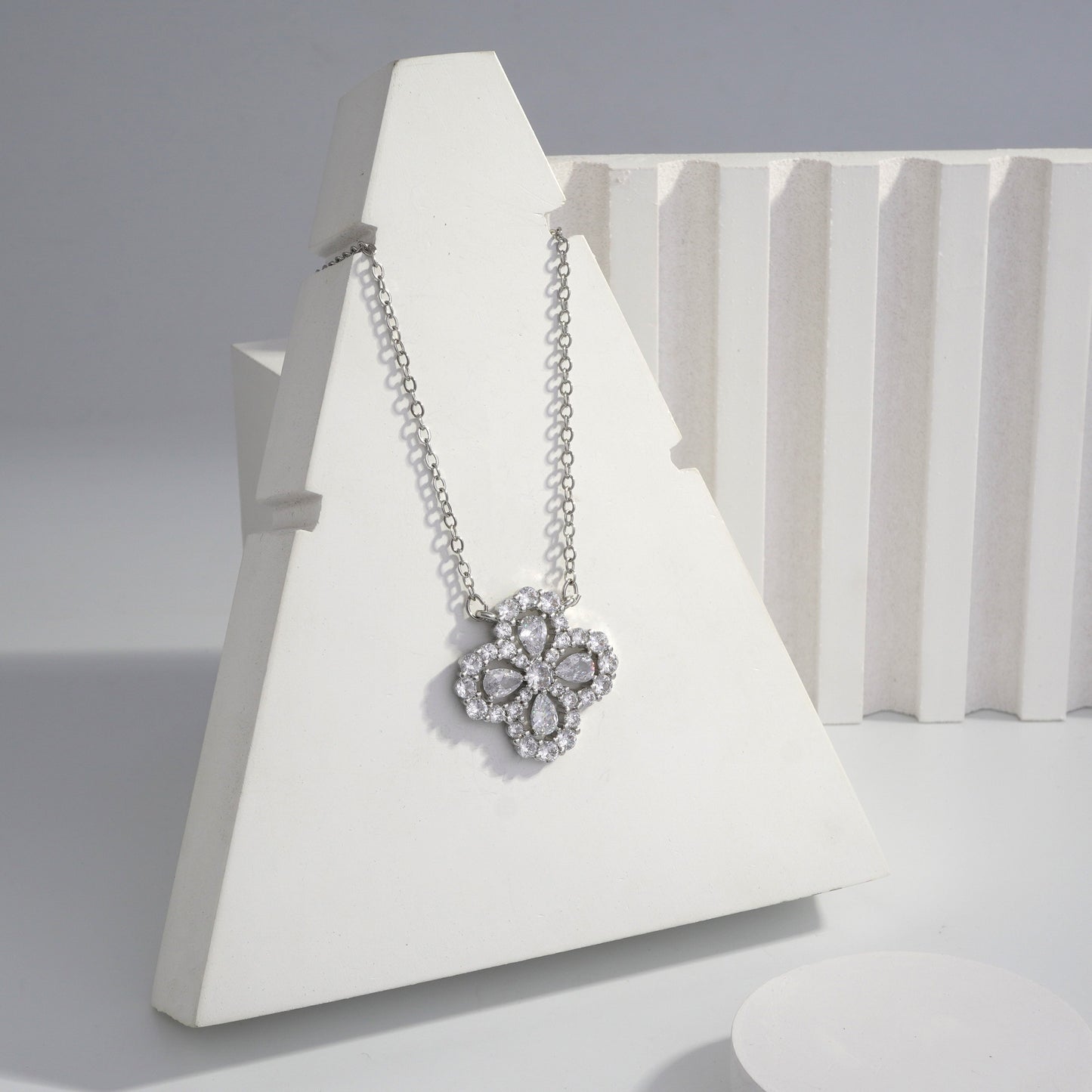 jewelvyn Silver Plated Studded With Zirconia Diamonds Silver Chain Pendant