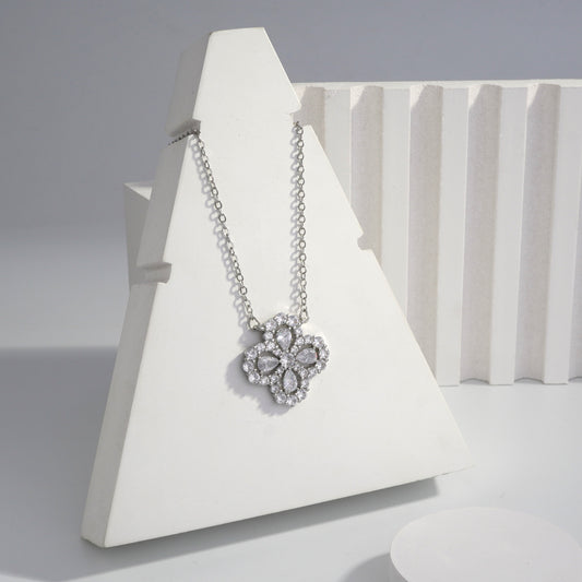 jewelvyn Silver Plated Studded With Zirconia Diamonds Silver Chain Pendant