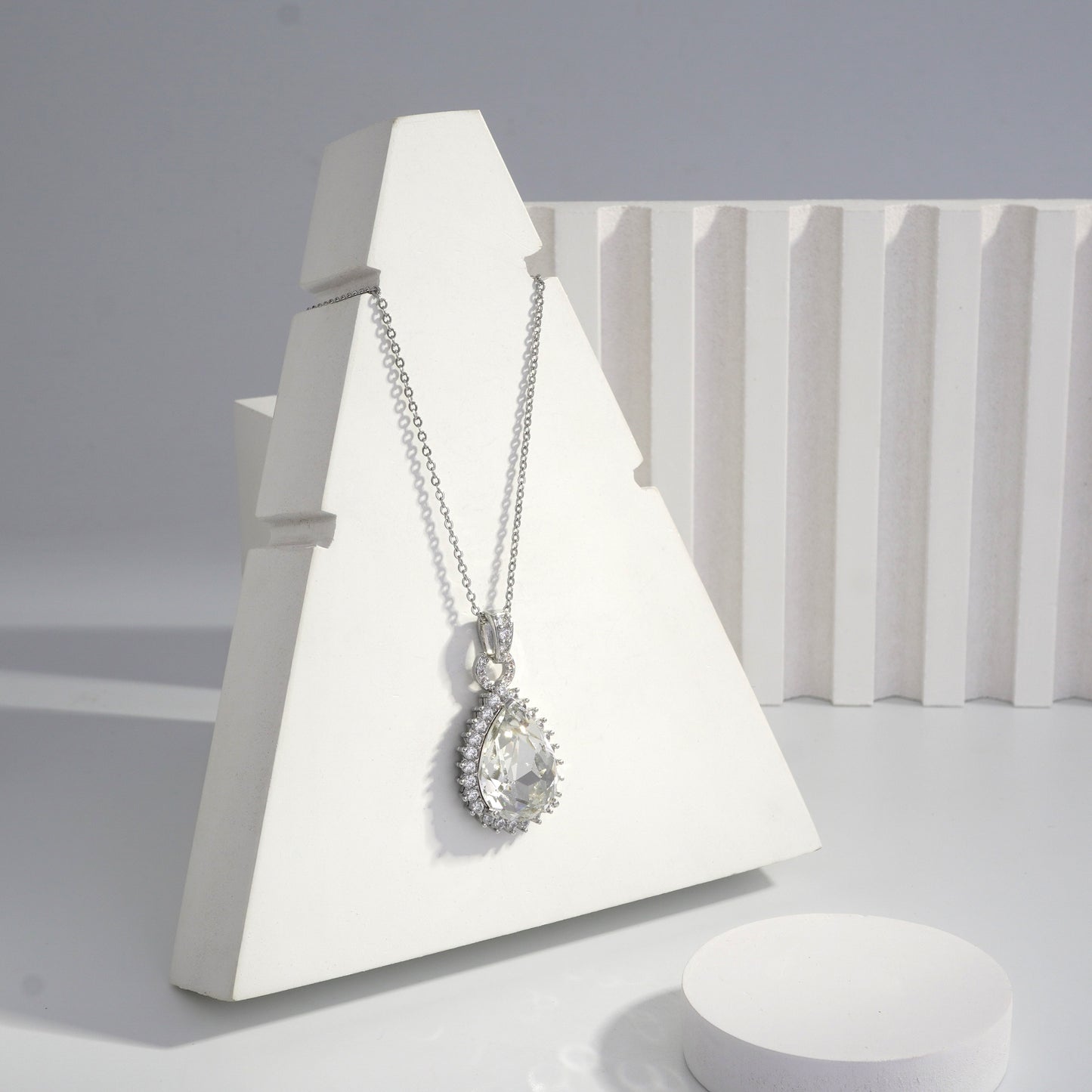 jewelvyn Silver Plated Studded With Zirconia Diamonds Silver Chain Pendant