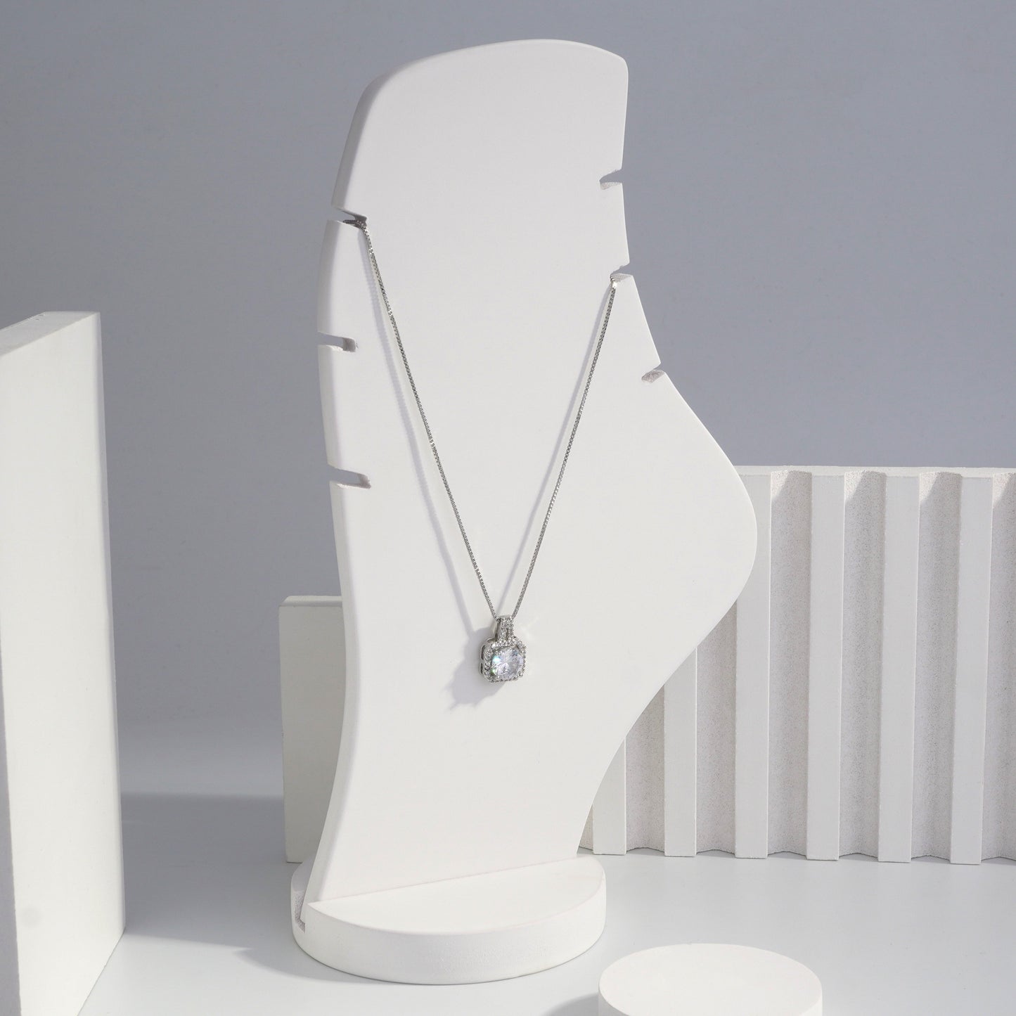 jewelvyn Silver Plated Studded With Zirconia Diamonds Silver Chain Pendant