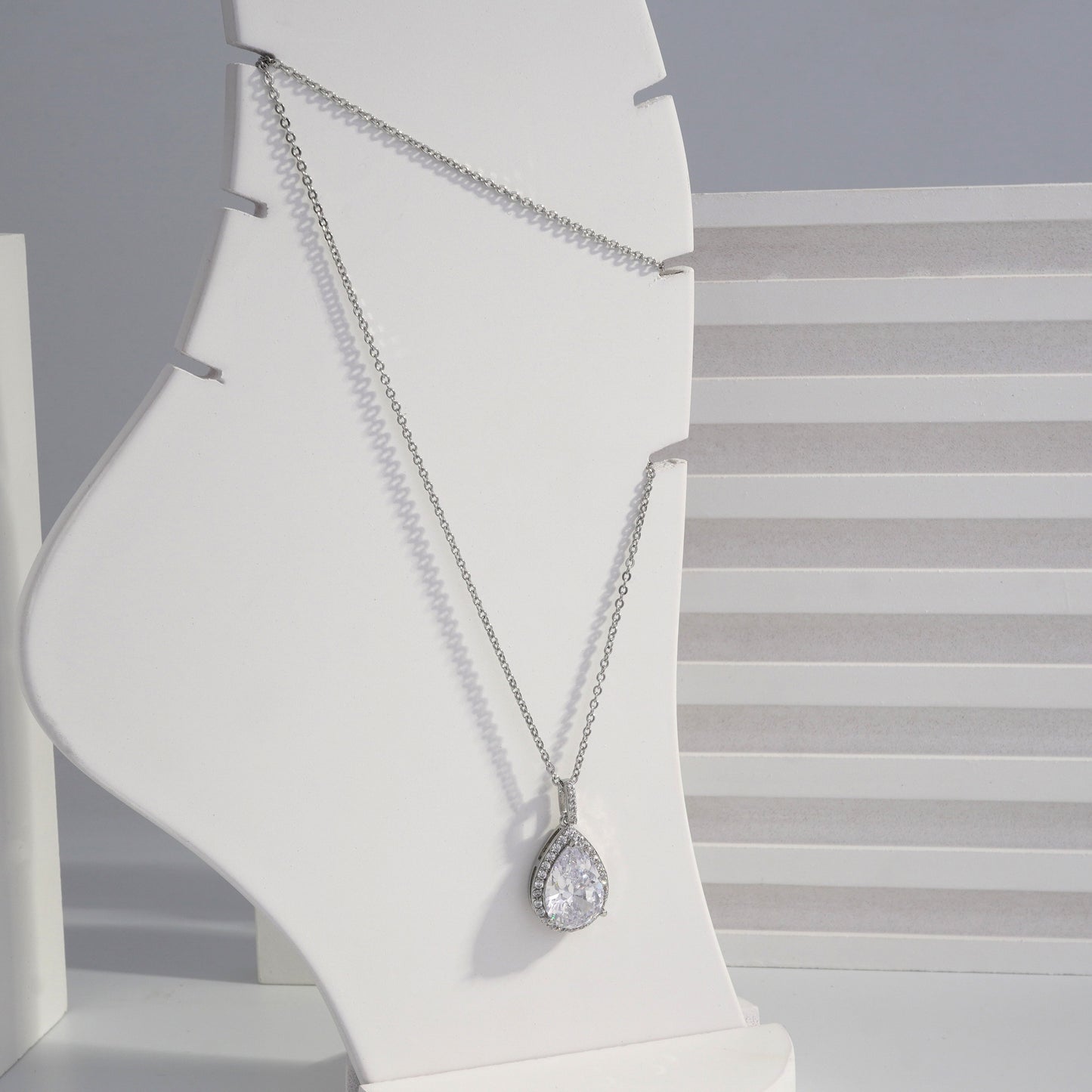 jewelvyn Silver Plated Studded With Zirconia Diamonds Silver Chain Pendant