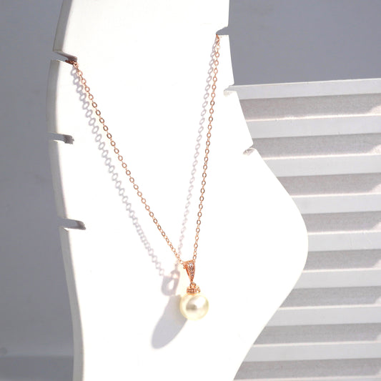 jewelvyn Rose Gold Plated Studded With Zirconia Diamonds Rose Gold Chain Pendant