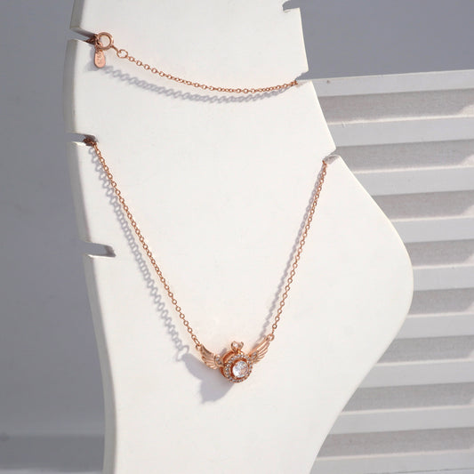 jewelvyn Rose Gold Plated Studded With Zirconia Diamonds Rose Gold Chain Pendant