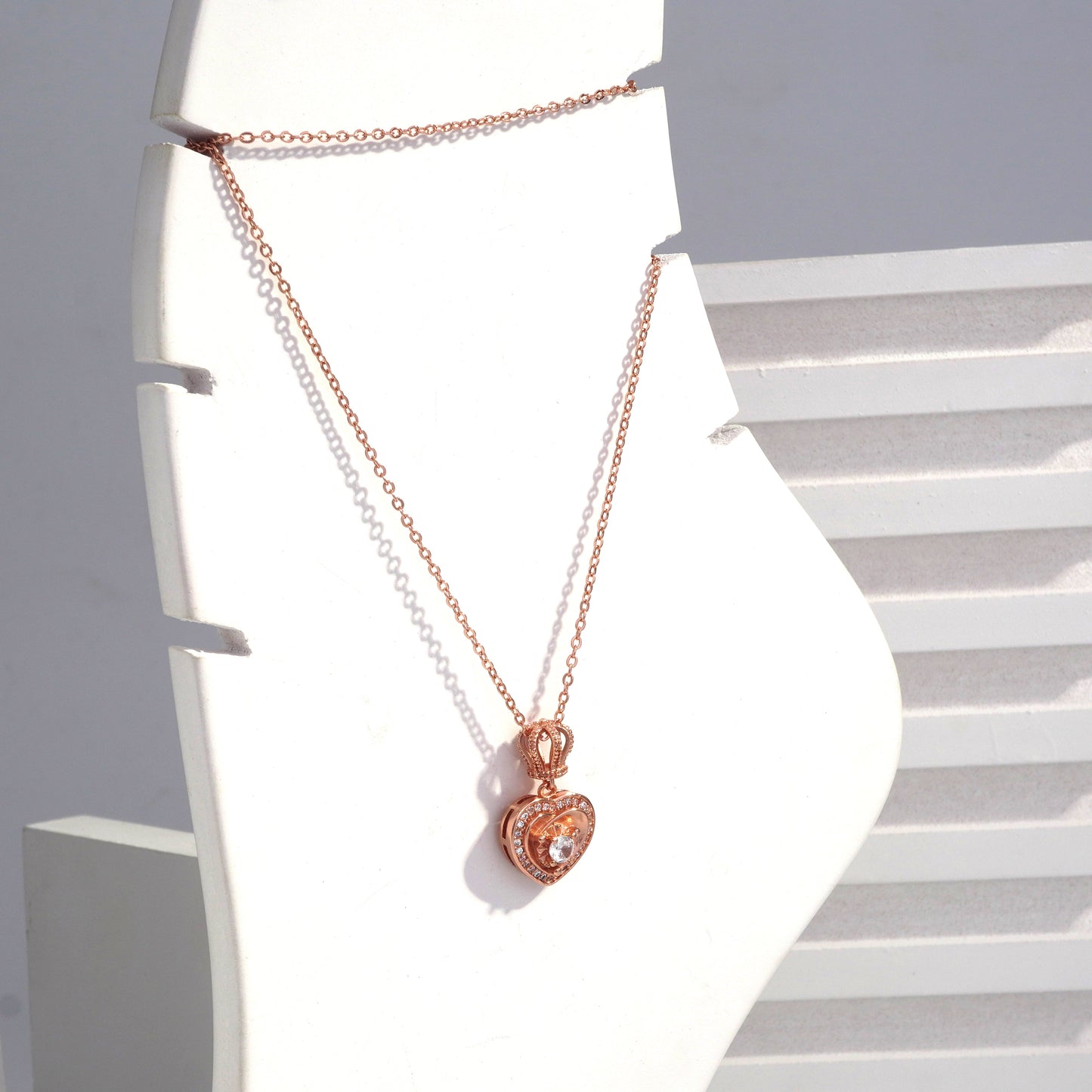 jewelvyn Rose Gold Plated Studded With Zirconia Diamonds Rose Gold Chain Pendant