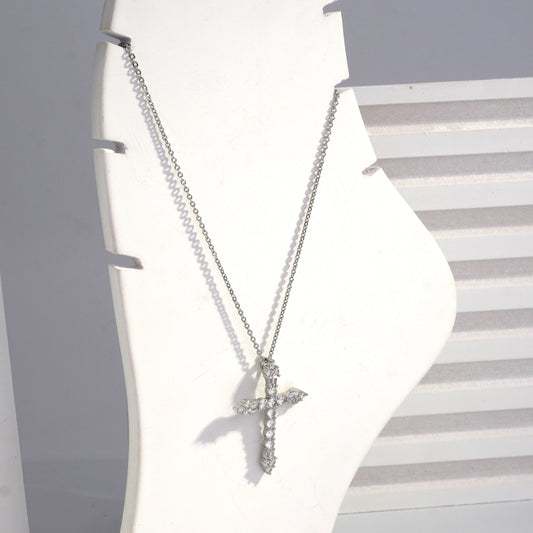 jewelvyn Silver Plated Studded With Zirconia Diamonds Silver Chain Pendant