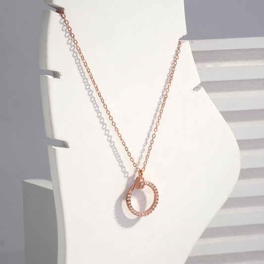 jewelvyn Rose Gold Plated Studded With Zirconia Diamonds Rose Gold Chain Pendant