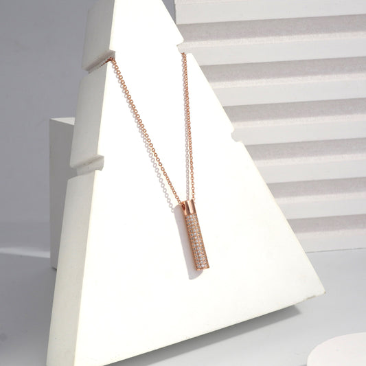 jewelvyn Rose Gold Plated Studded With Zirconia Diamonds Rose Gold Chain Pendant