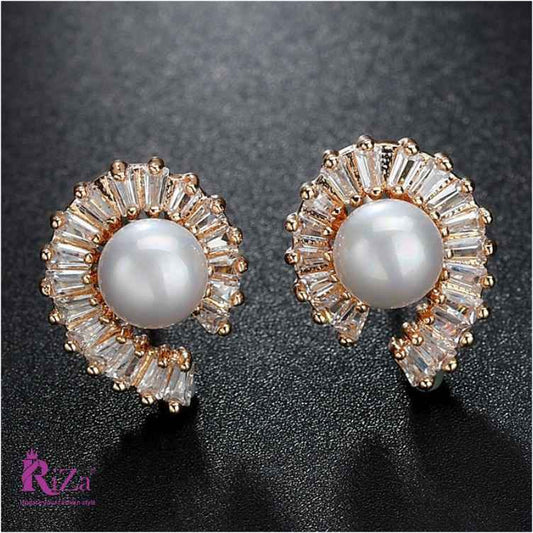 jewelvyn Silver Plated Studded With Zirconia Diamond Earrings