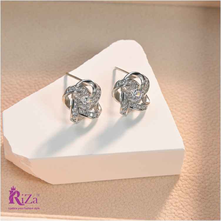jewelvyn Silver Plated Studded With Zirconia Diamond Earring