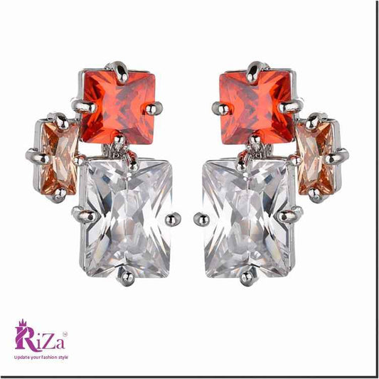 jewelvyn Silver Plated Studded With Zirconia Diamond Earring