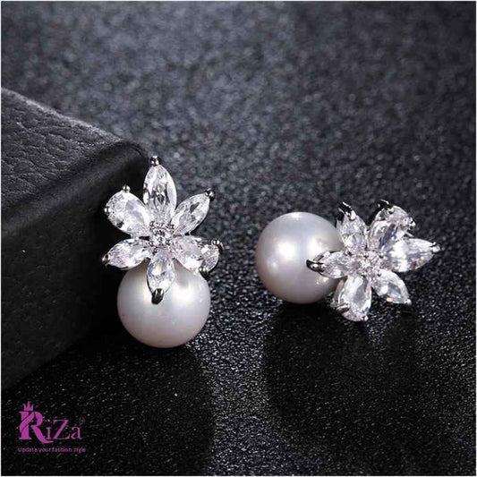 jewelvyn Silver Plated Studded With Zirconia Diamond Earring