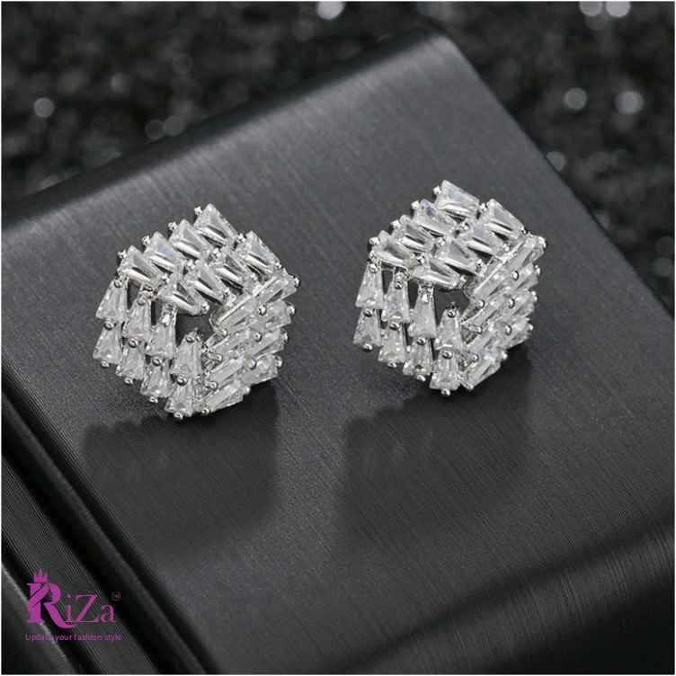 jewelvyn Silver Plated Studded With Zirconia Diamond Earring