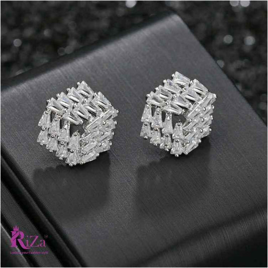 jewelvyn Silver Plated Studded With Zirconia Diamond Earring