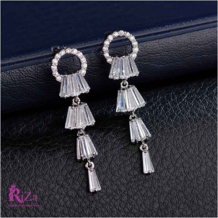 jewelvyn Silver Plated Studded With Zirconia Diamond Earring