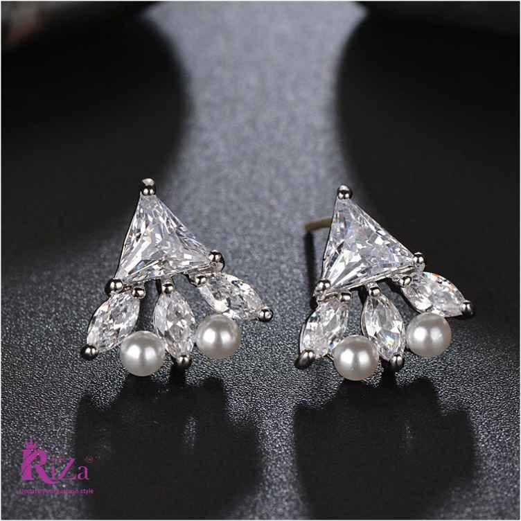 jewelvyn Silver Plated Studded With Zirconia Diamond Earring